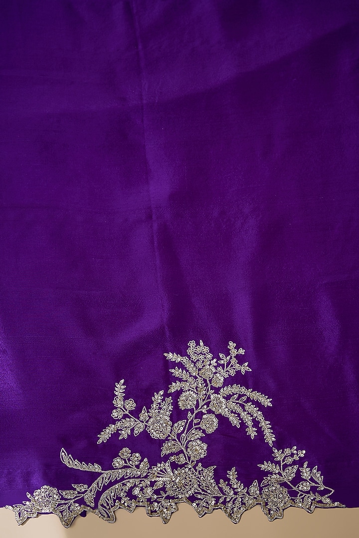 Purple Organza Hand & Machine Embroidered Bridal Saree Set by Anushree Reddy at Pernia's Pop Up Shop
