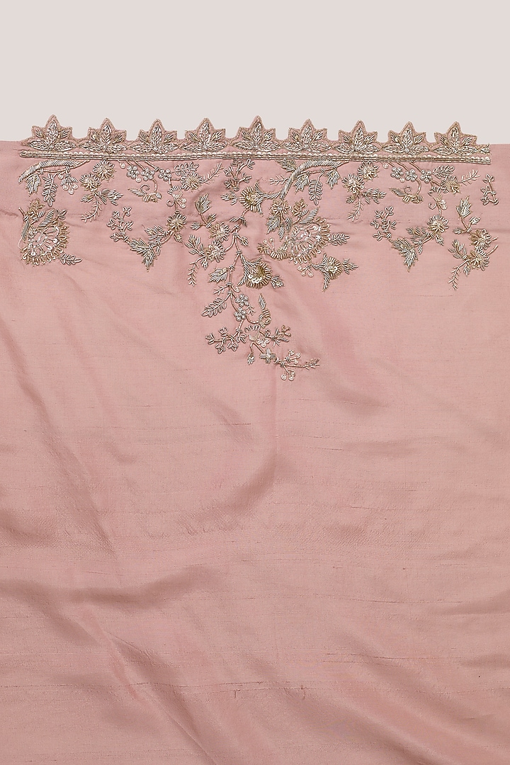 Blush Pink Organza Hand Embroidered Bridal Saree Set by Anushree Reddy at Pernia's Pop Up Shop