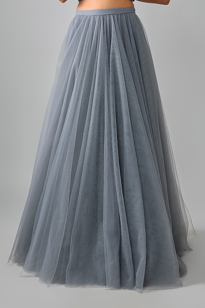 Grey Organza & Net Hand Embroidered Skirt Set by Anushree Reddy at Pernia's Pop Up Shop