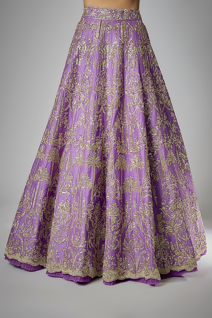Purple Organza Embroidered Bridal Lehenga Set by Anushree Reddy at Pernia's Pop Up Shop