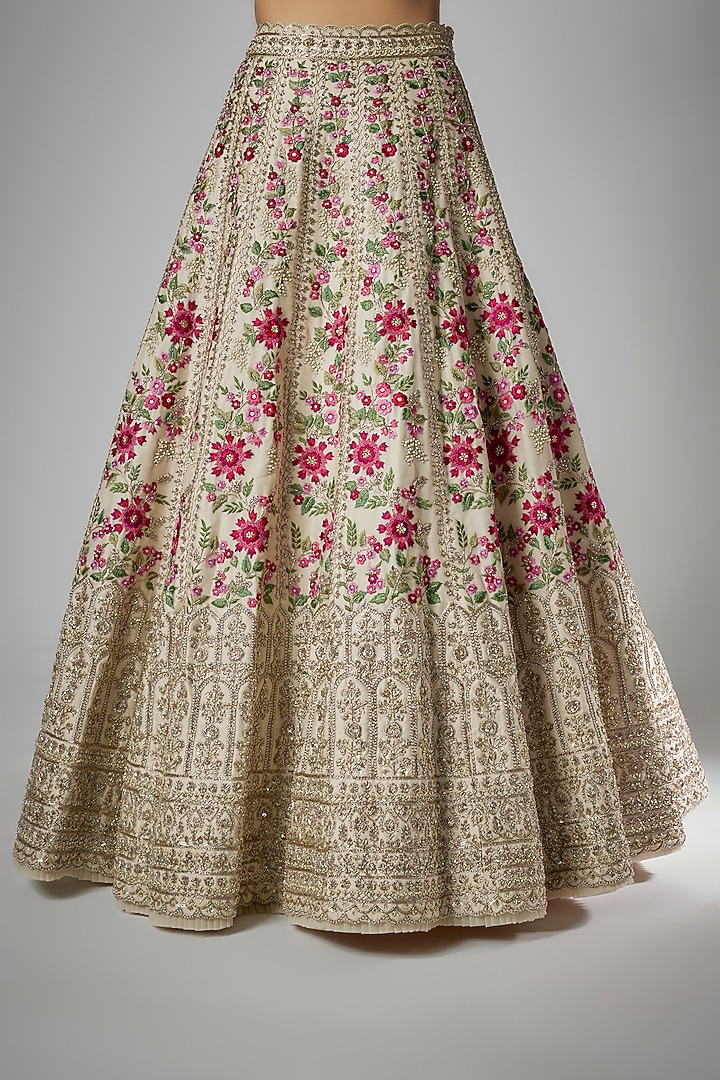 Ivory Organza Embroidered Bridal Lehenga Set by Anushree Reddy at Pernia's Pop Up Shop