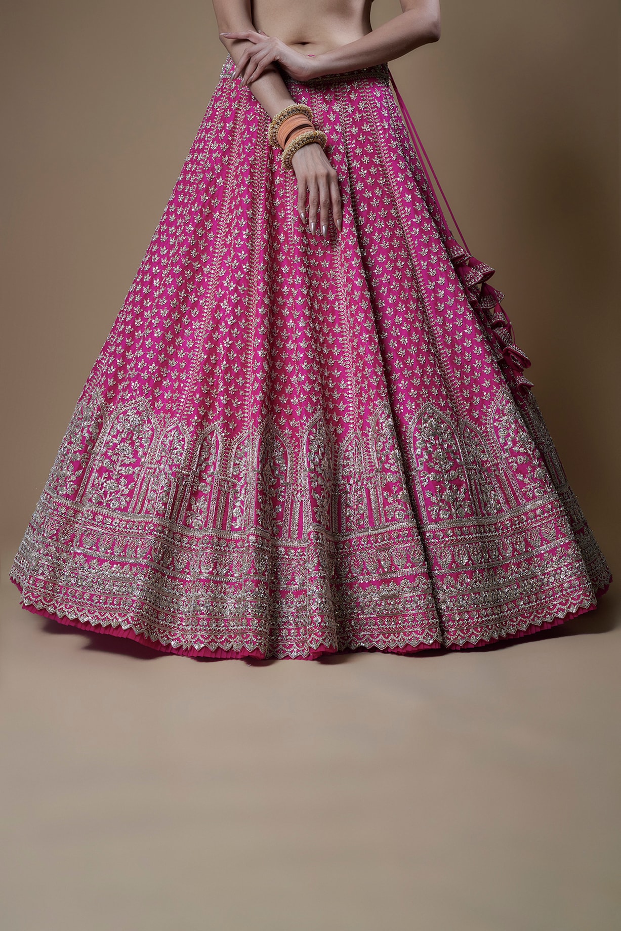 Anushree Reddy - Hot Pink Raw Silk Embroidered Designer Bridal Lehenga Set for Women at Pernia's Pop Up Shop