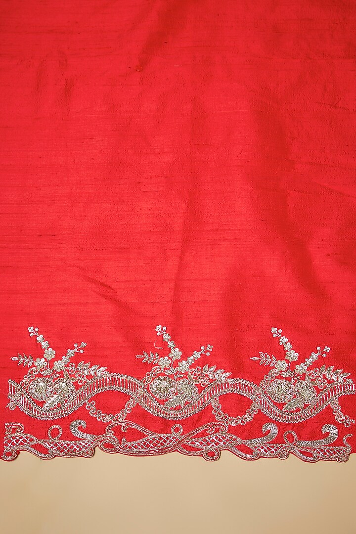 Cherry Pink Organza Embroidered Bridal Saree Set by Anushree Reddy at Pernia's Pop Up Shop