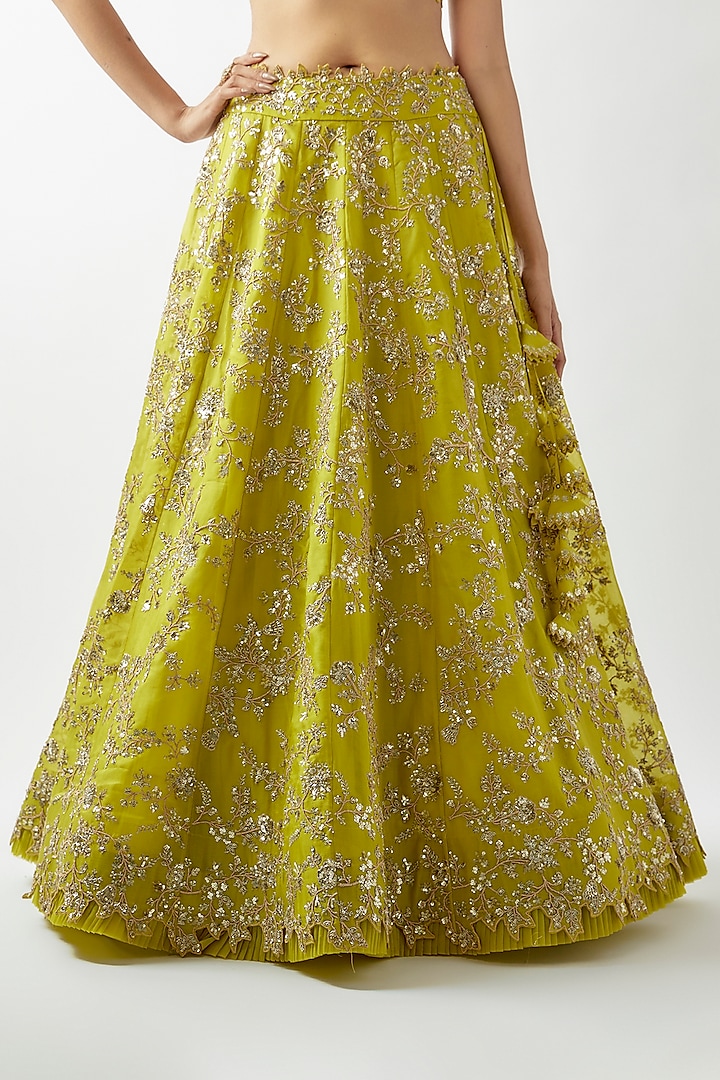 Lime Green Organza Bridal Lehenga Set by Anushree Reddy at Pernia's Pop Up Shop