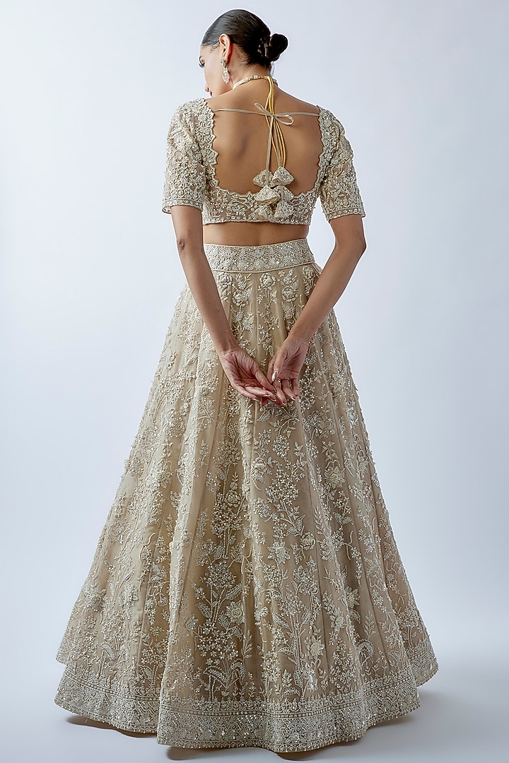 Ivory Organza Bridal Lehenga Set by Anushree Reddy at Pernia's Pop Up Shop