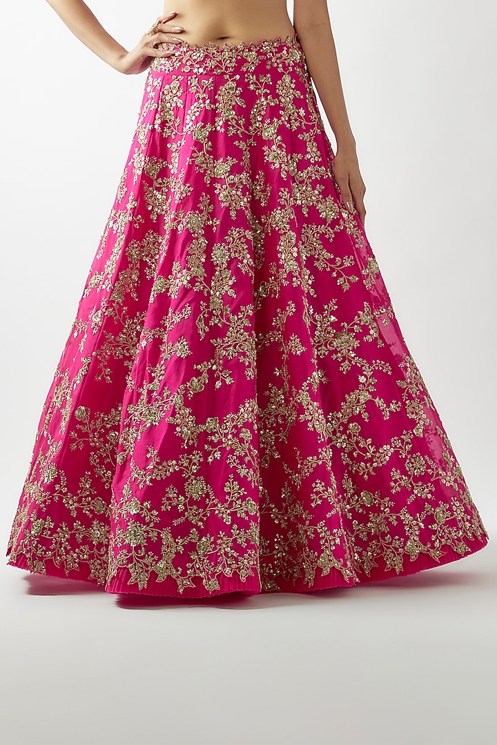 Cherry Red Organza Bridal Lehenga Set by Anushree Reddy at Pernia's Pop Up Shop