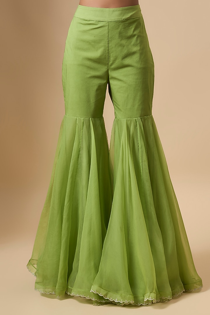 Chutney Green Organza Bridal Sharara Set by Anushree Reddy at Pernia's Pop Up Shop