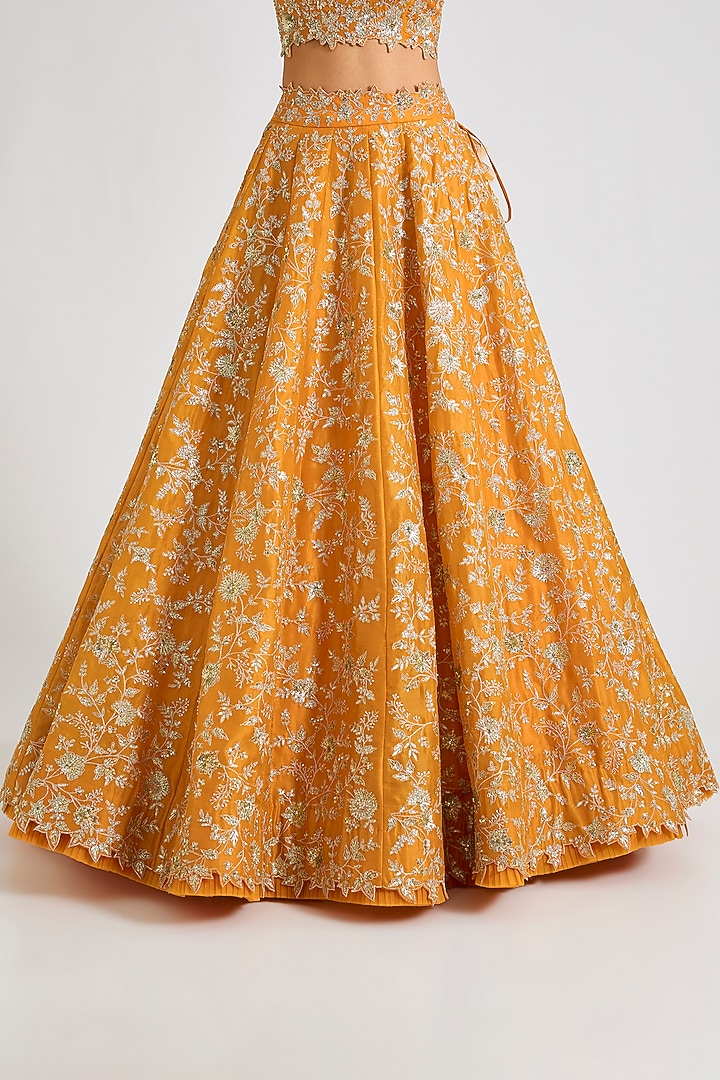 Orange Organza Embroidered Bridal Lehenga Set by Anushree Reddy at Pernia's Pop Up Shop