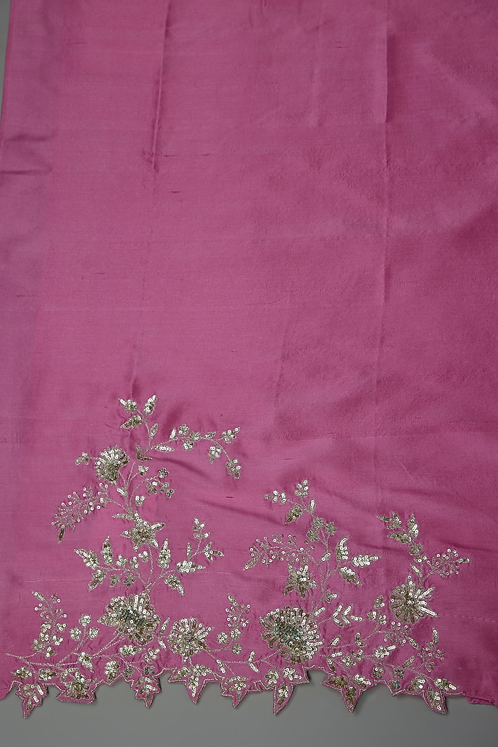 Onion Pink Organza Hand & Machine Embroidered Bridal Saree Set by Anushree Reddy at Pernia's Pop Up Shop