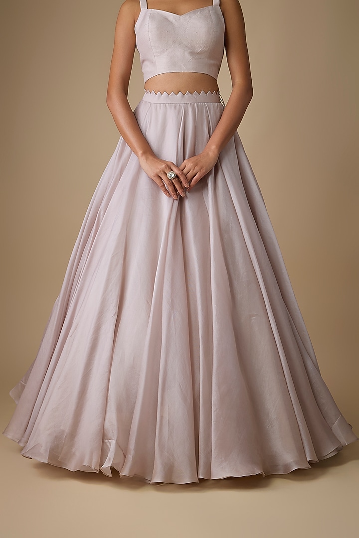 Grey & Ivory Net Embroidered Jacket Set by Anushree Reddy at Pernia's Pop Up Shop