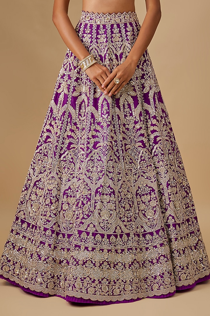 Purple Organza Hand Embroidered Bridal Lehenga Set by Anushree Reddy at Pernia's Pop Up Shop