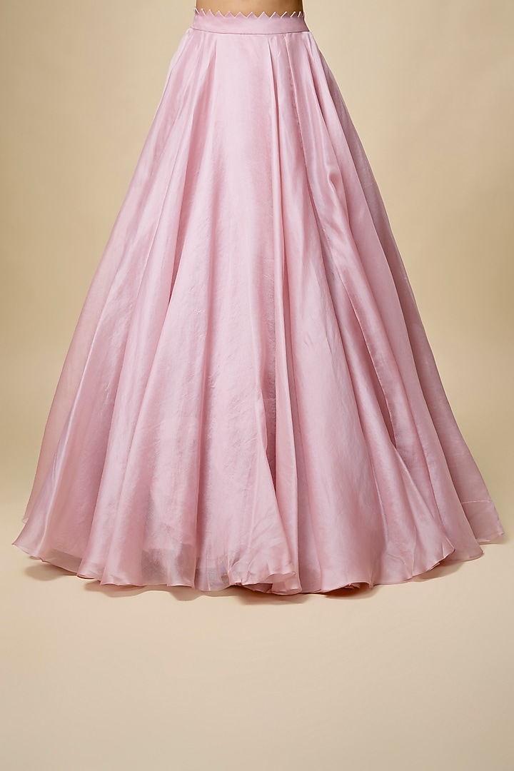 Rose Pink Net & Organza Hand Embroidered Jacket Set by Anushree Reddy at Pernia's Pop Up Shop