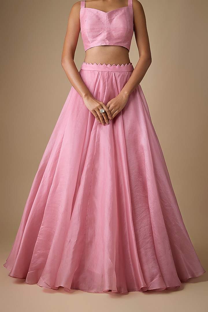 Blush Pink Net & Organza Hand Embroidered Jacket Set by Anushree Reddy at Pernia's Pop Up Shop