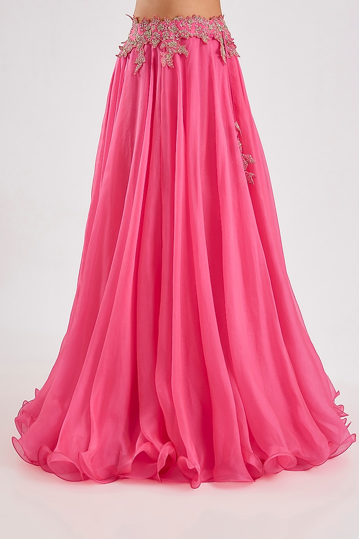 Candy Pink Organza Bridal Lehenga Set by Anushree Reddy at Pernia's Pop Up Shop