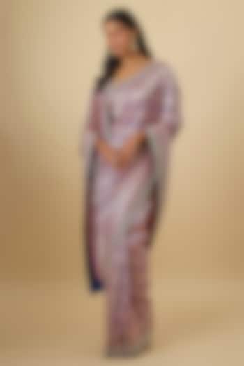 Purple Silk Banarasi Hand Embroidered Bridal Saree Set by Anushree Reddy at Pernia's Pop Up Shop