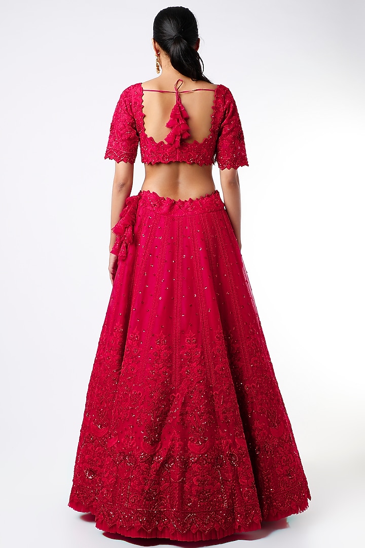 Red Organza Bridal Lehenga Set by Anushree Reddy at Pernia's Pop Up Shop
