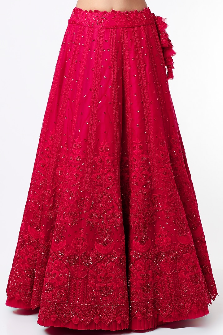 Red Organza Bridal Lehenga Set by Anushree Reddy at Pernia's Pop Up Shop