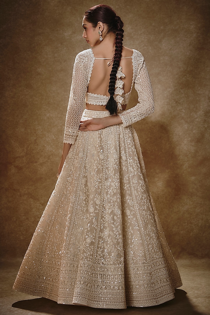 Ivory Organza Bridal Lehenga Set by Anushree Reddy at Pernia's Pop Up Shop