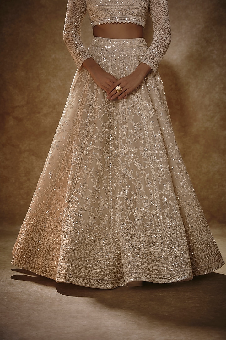Ivory Organza Bridal Lehenga Set by Anushree Reddy at Pernia's Pop Up Shop