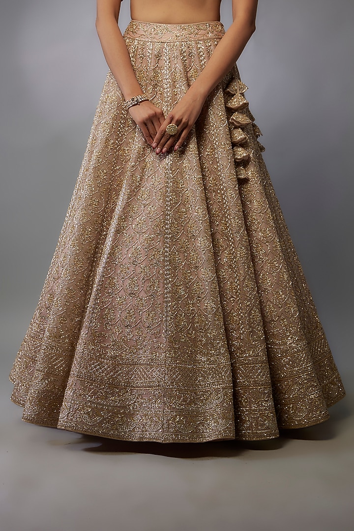 Champagne Organza Bridal Lehenga Set by Anushree Reddy at Pernia's Pop Up Shop