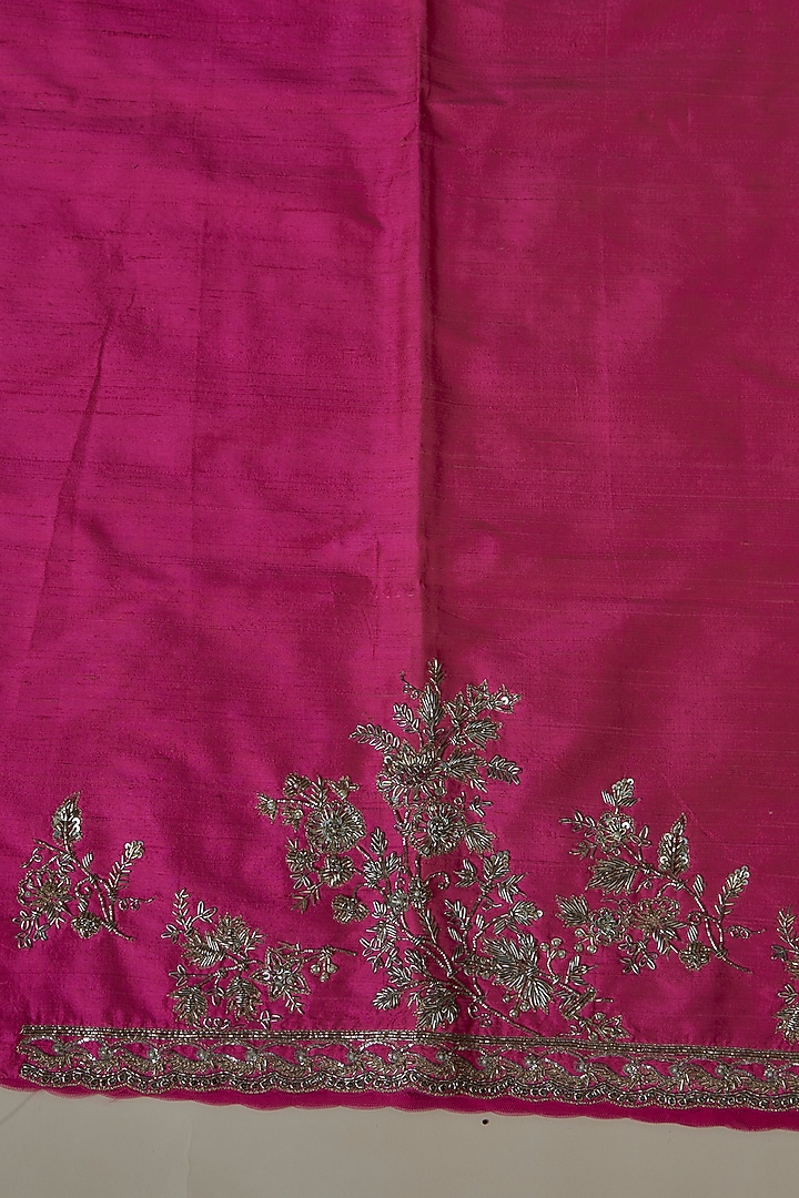 Pink Organza Ombre Sequins Hand Embroidered Bridal Saree Set by Anushree Reddy at Pernia's Pop Up Shop