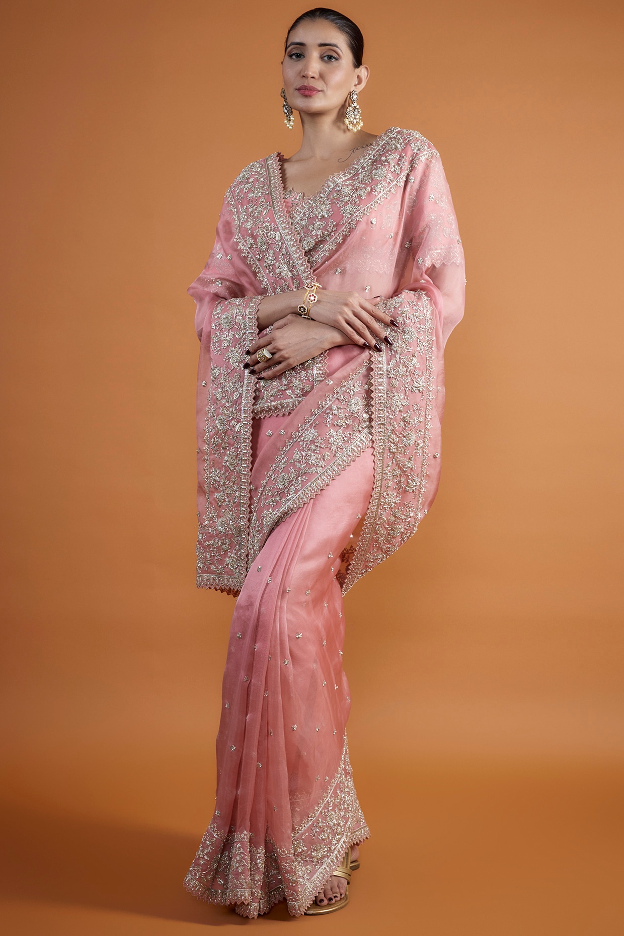 BridalTrunk - Online Indian Multi Designer Fashion Shopping SEA GREEN  EMBELLISHED SCALLOPED LEHENGA SET