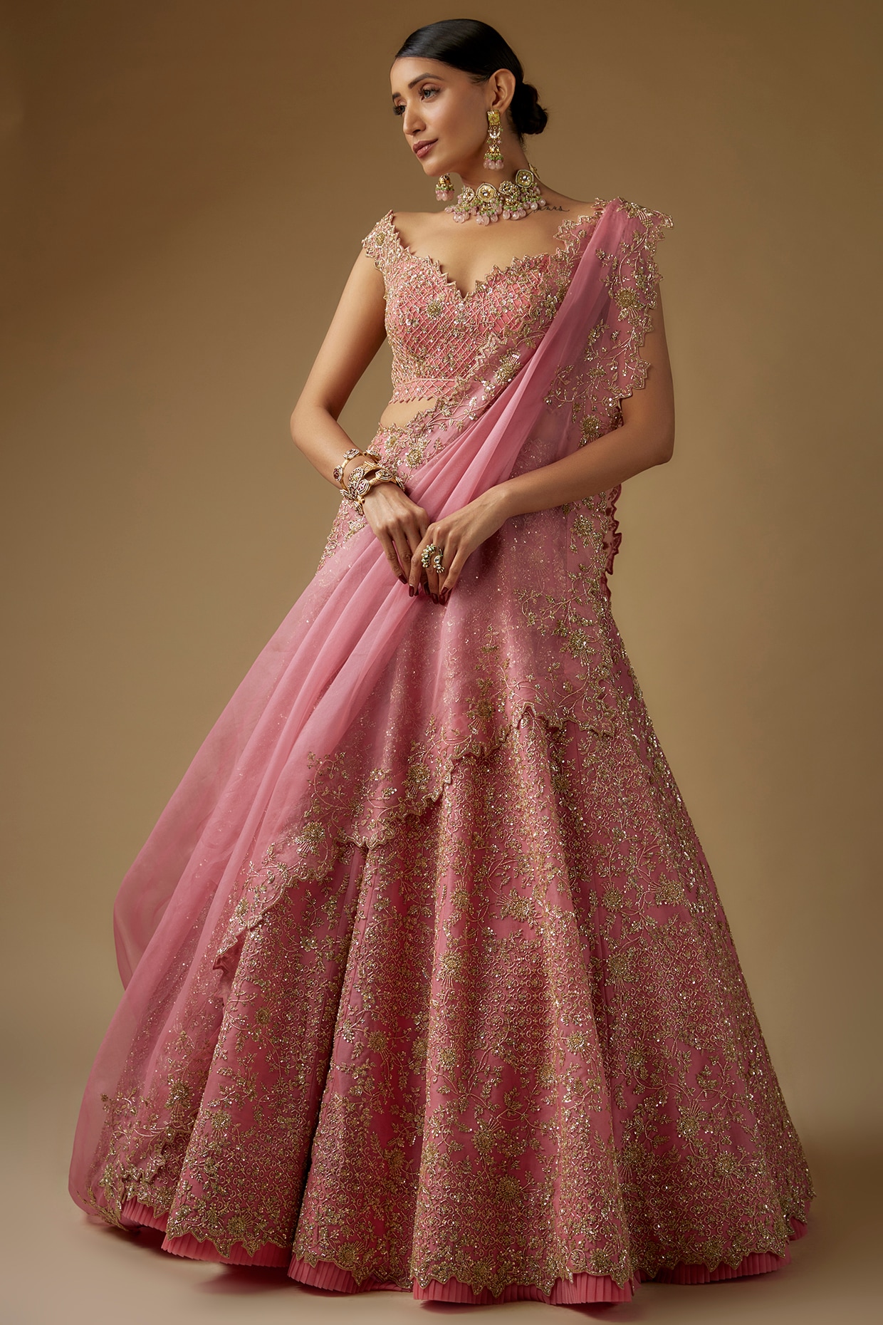 BridalTrunk - Online Indian Multi Designer Fashion Shopping Red & Orange  Embroidered Lehenga Set