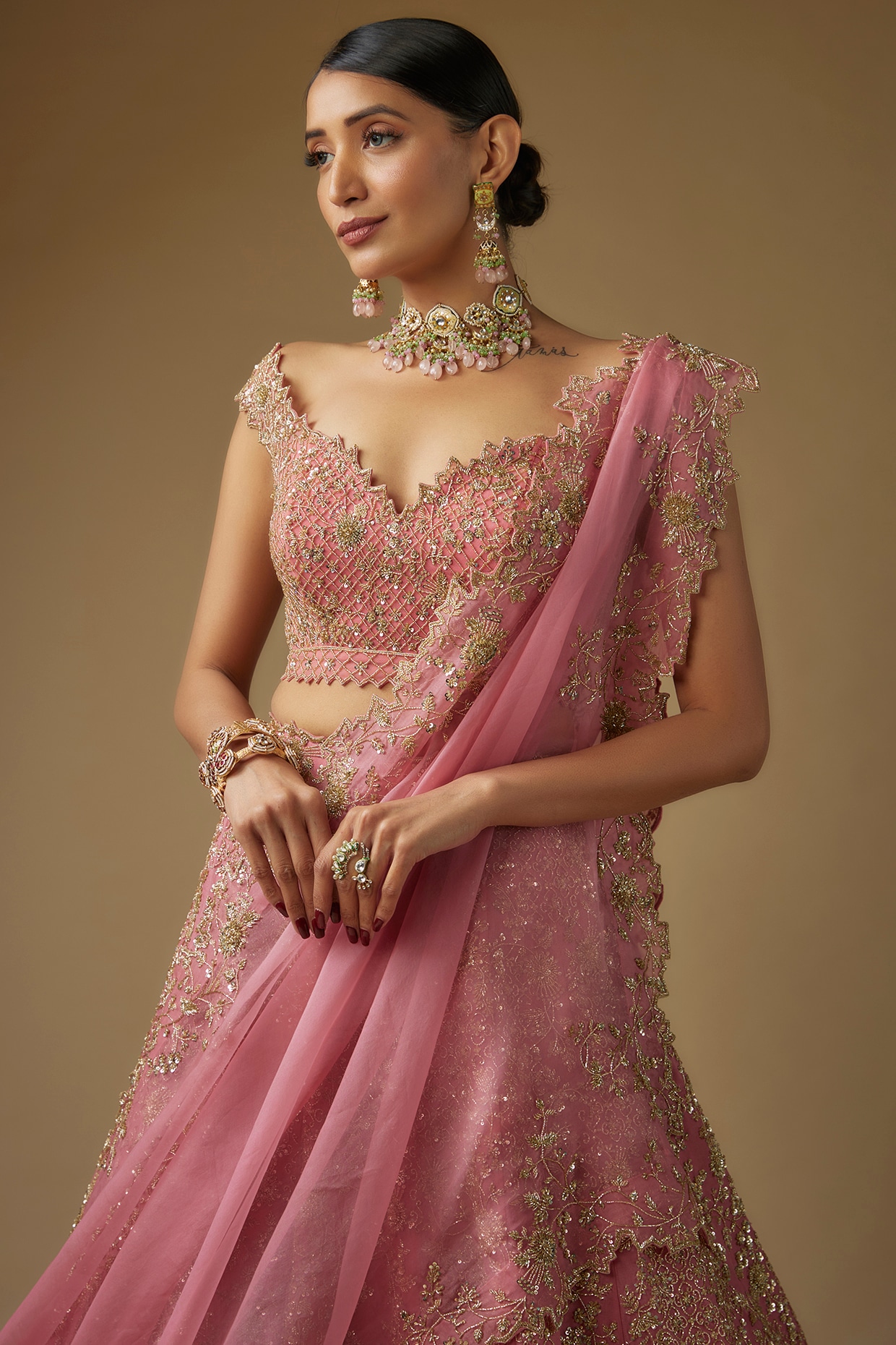 Anushree Reddy - Sage green organza lehenga with... | Facebook