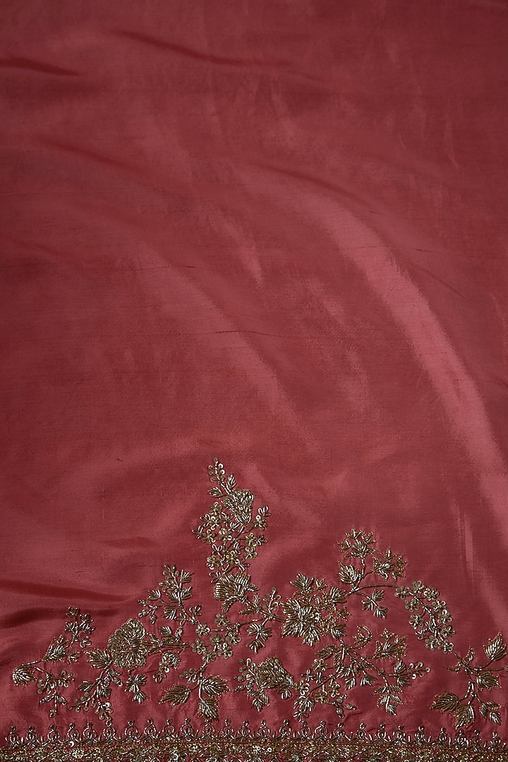Pink Organza Zardosi Embroidered Bridal Saree Set by Anushree Reddy at Pernia's Pop Up Shop