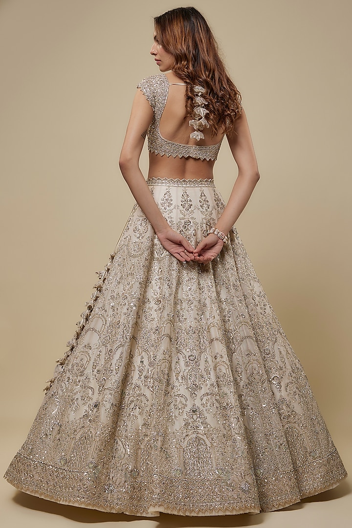 Ivory Organza Bridal Lehenga Set by Anushree Reddy at Pernia's Pop Up Shop