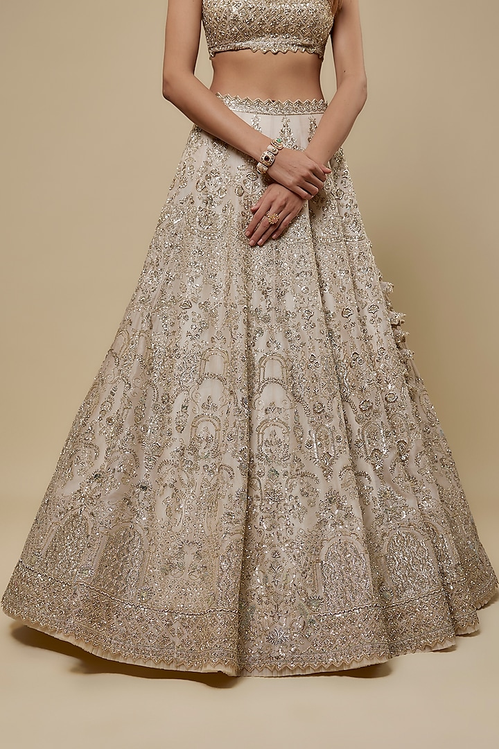 Ivory Organza Bridal Lehenga Set by Anushree Reddy at Pernia's Pop Up Shop