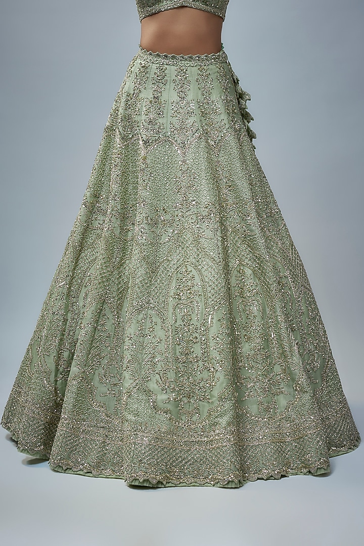Ice Blue Organza Hand Embroidered Bridal Lehenga Set by Anushree Reddy at Pernia's Pop Up Shop