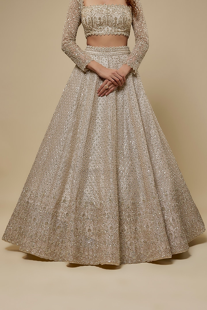 Ivory Organza Bridal Lehenga Set by Anushree Reddy at Pernia's Pop Up Shop