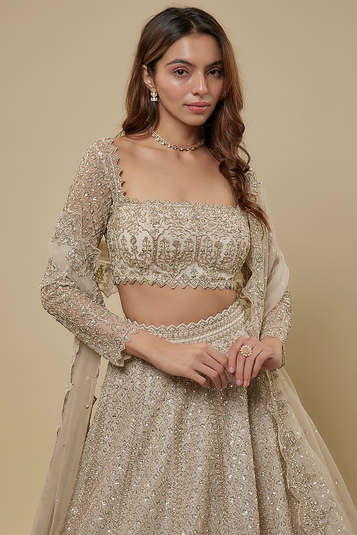 Ivory Organza Bridal Lehenga Set by Anushree Reddy at Pernia's Pop Up Shop