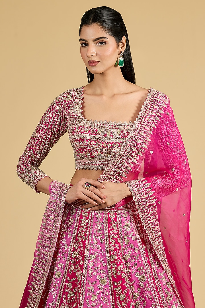 Pink Organza Bridal Lehenga Set by Anushree Reddy at Pernia's Pop Up Shop