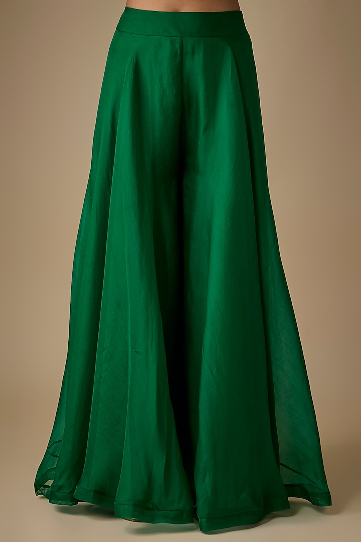 Emerald Green Dupion Silk Bridal Sharara Set by Anushree Reddy at Pernia's Pop Up Shop