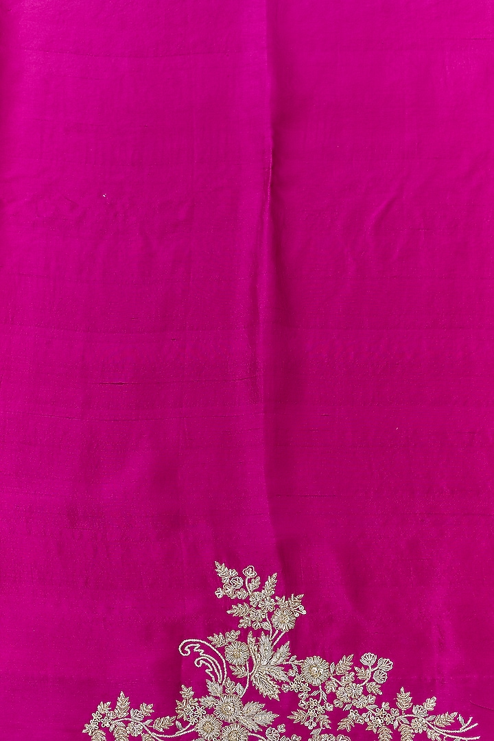 Magenta Organza Embroidered Bridal Saree Set by Anushree Reddy at Pernia's Pop Up Shop