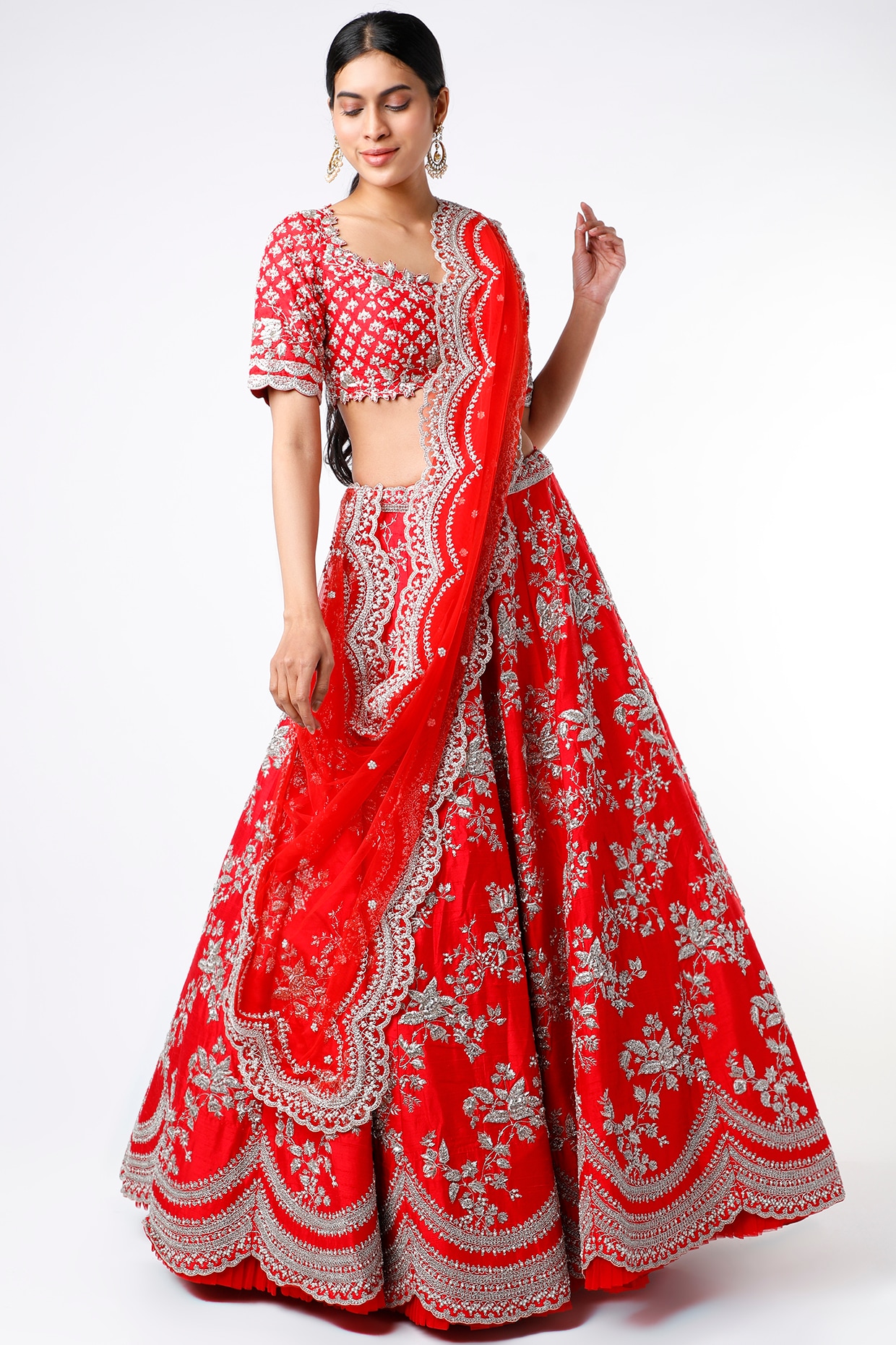 Buy Anushree Reddy Orange Raw Silk Embroidered Lehenga Set Online | Aza  Fashions