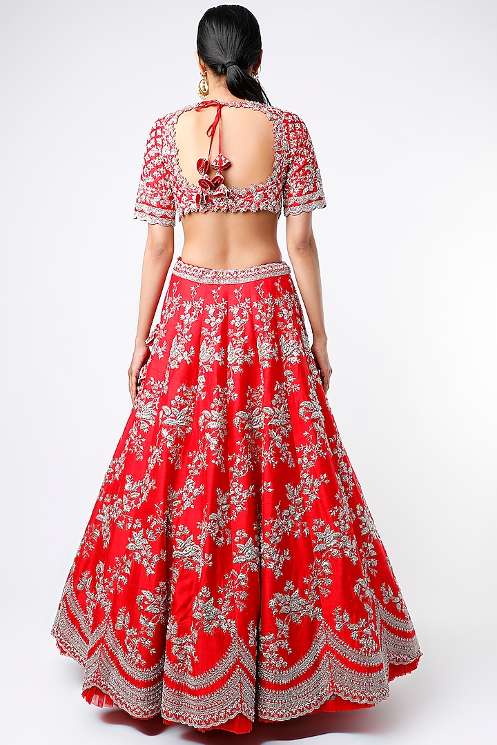 Red Embroidered Bridal Lehenga Set by Anushree Reddy at Pernia's Pop Up Shop
