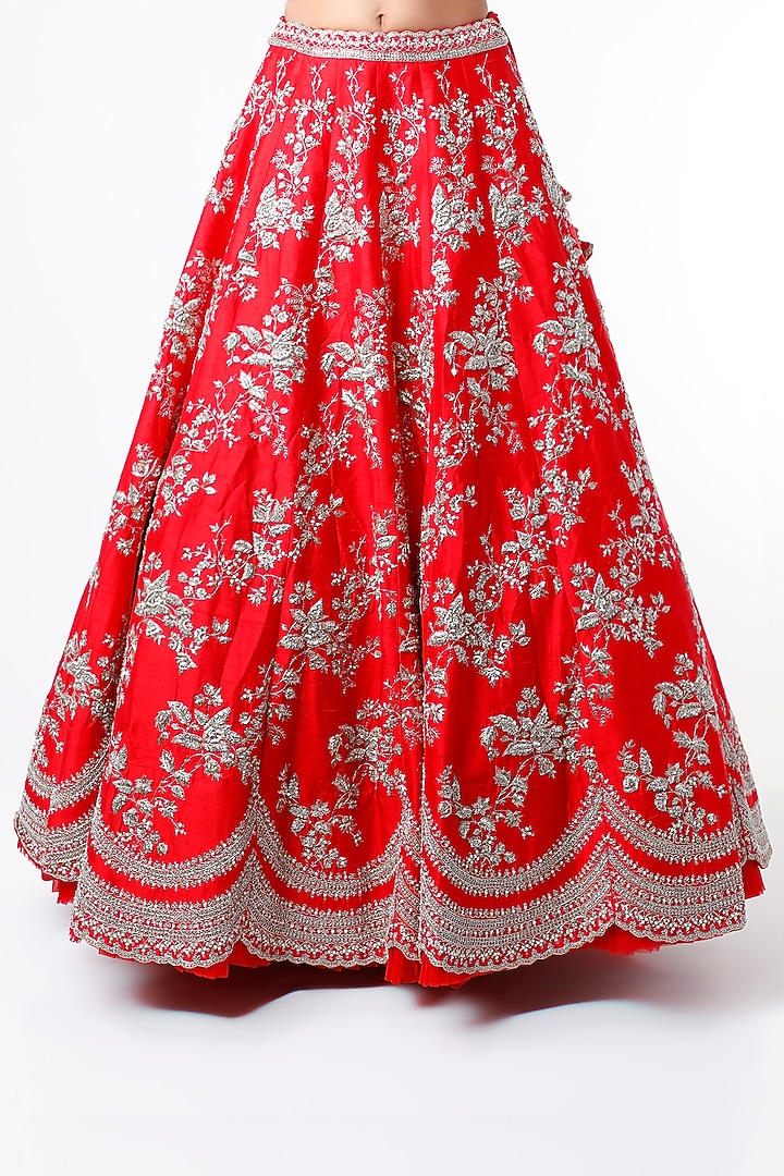 Red Embroidered Bridal Lehenga Set by Anushree Reddy at Pernia's Pop Up Shop