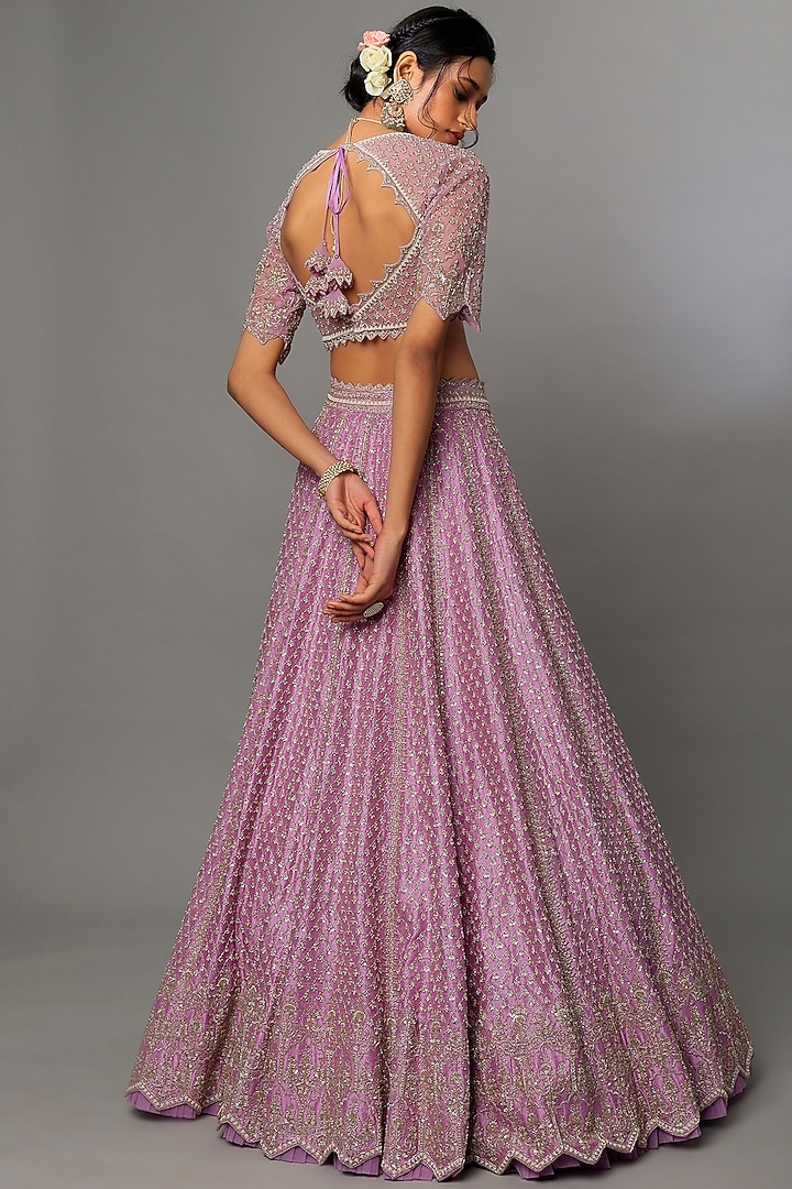 Lilac Embroidered Bridal Lehenga Set by Anushree Reddy at Pernia's Pop Up Shop