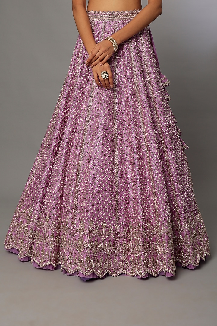 Lilac Embroidered Bridal Lehenga Set by Anushree Reddy at Pernia's Pop Up Shop