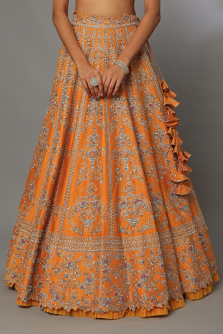Orange Embroidered Bridal Lehenga Set by Anushree Reddy at Pernia's Pop Up Shop