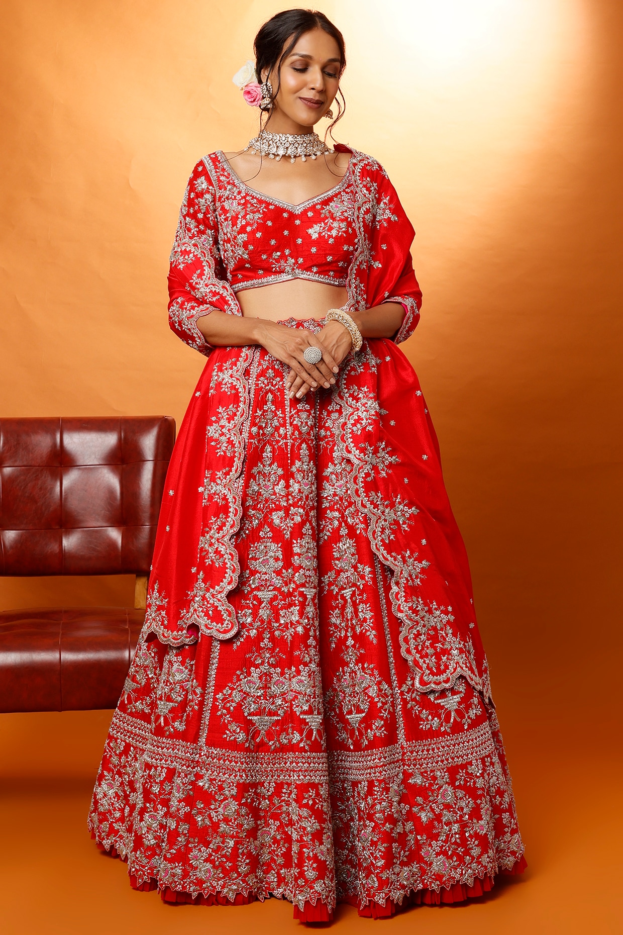 anushree reddy red lehenga | Indian outfits, Red lehenga, Victorian dress