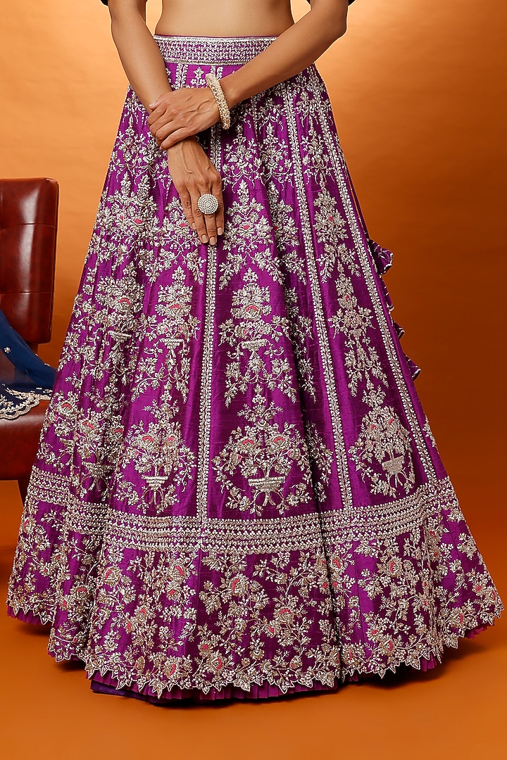 Purple Embroidered Bridal Lehenga Set by Anushree Reddy at Pernia's Pop Up Shop