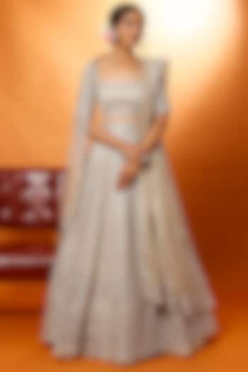 Ivory Embroidered Lehenga Set by Anushree Reddy