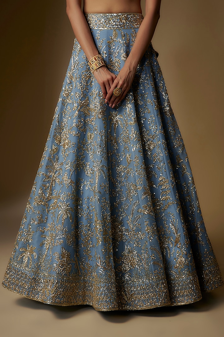Powder Blue Organza Bridal Lehenga Set by Anushree Reddy at Pernia's Pop Up Shop