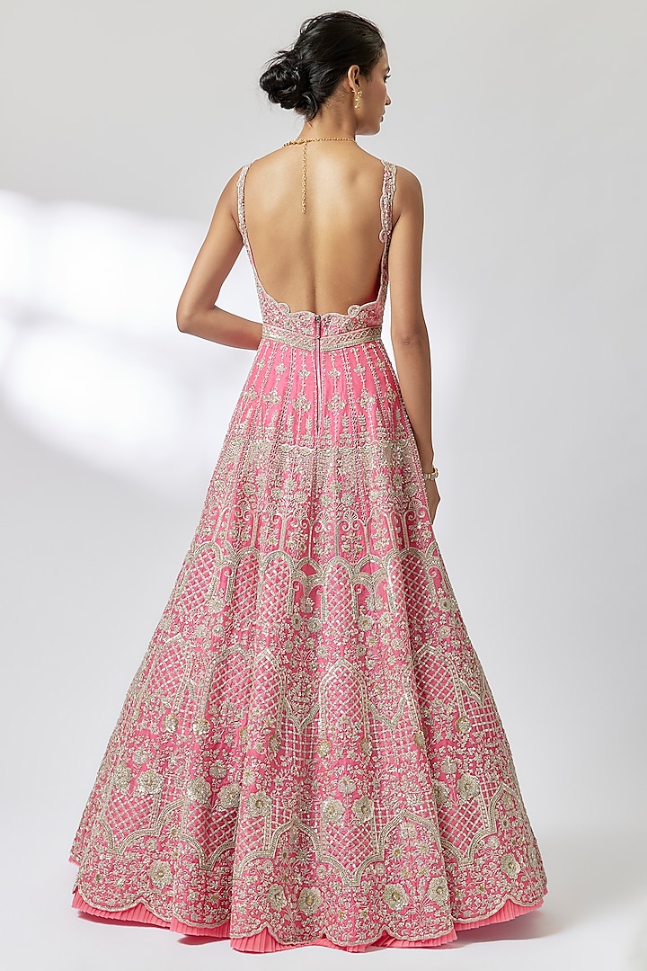 Candy Pink Organza Bridal Gown by Anushree Reddy at Pernia's Pop Up Shop