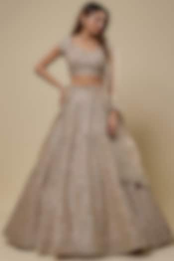 Ivory Organza Lehenga Set by Anushree Reddy