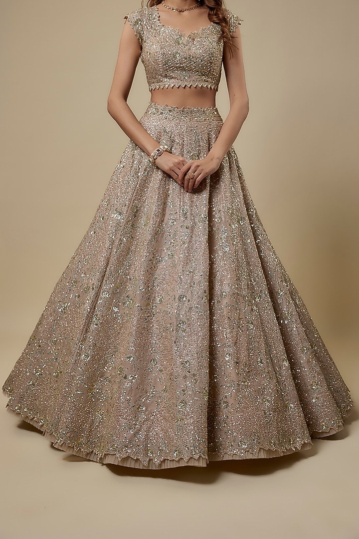 Ivory Organza Bridal Lehenga Set by Anushree Reddy at Pernia's Pop Up Shop